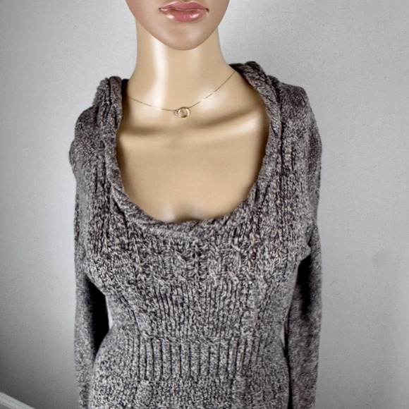 DKNY Jeans Hooded Sweater Size M ‎ Brown Knit - Picture 3 of 16